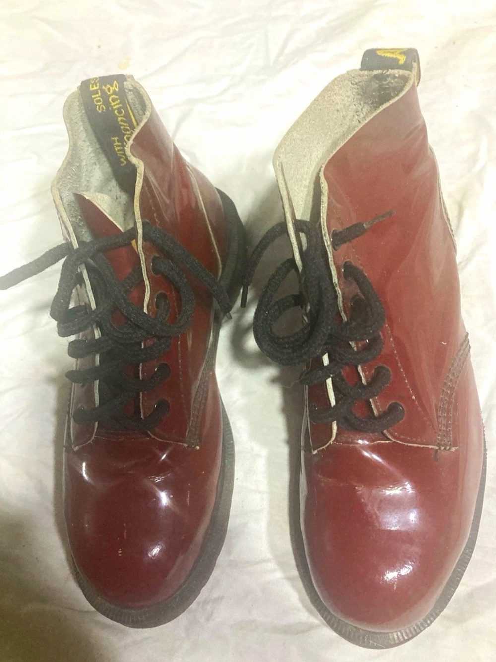 Dr. Martens Women's Cherry Red Patent Leather Ankle Boots